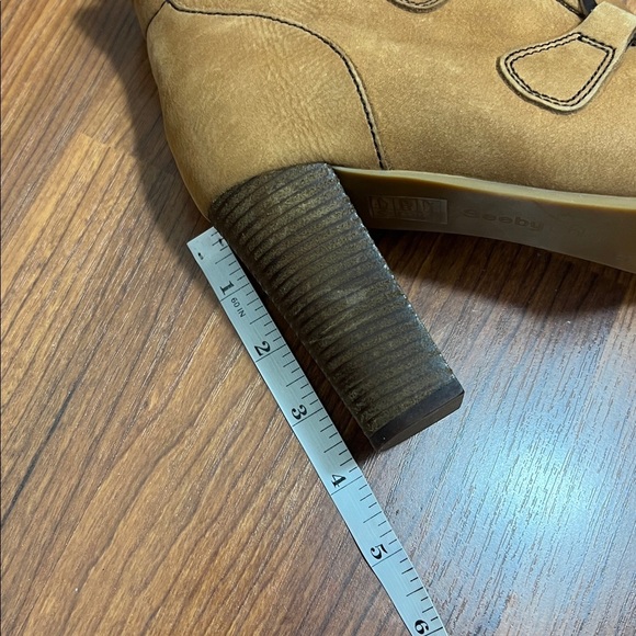 See by Chloe Sz 39(8.5 US) Suede Heeled Booties with Cable Knit Accent Tan/Brown - Picture 11 of 12